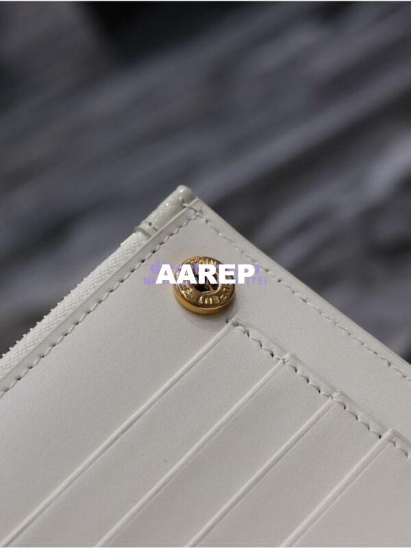 Replica Saint Laurent YSL Uptown Large Wallet in Crocodile-Embossed Shiny Leather white 14