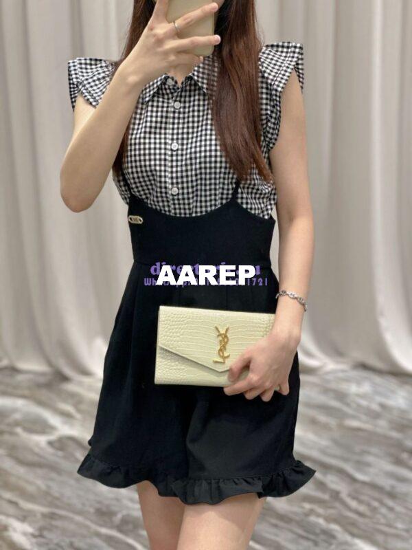 Replica Saint Laurent YSL Uptown Large Wallet in Crocodile-Embossed Shiny Leather white 16