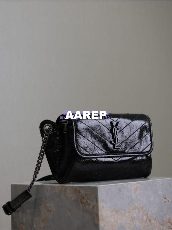 Replica YSL Saint Laurent Niki Body Bag In Crinkled Vintage Leather 577124 4