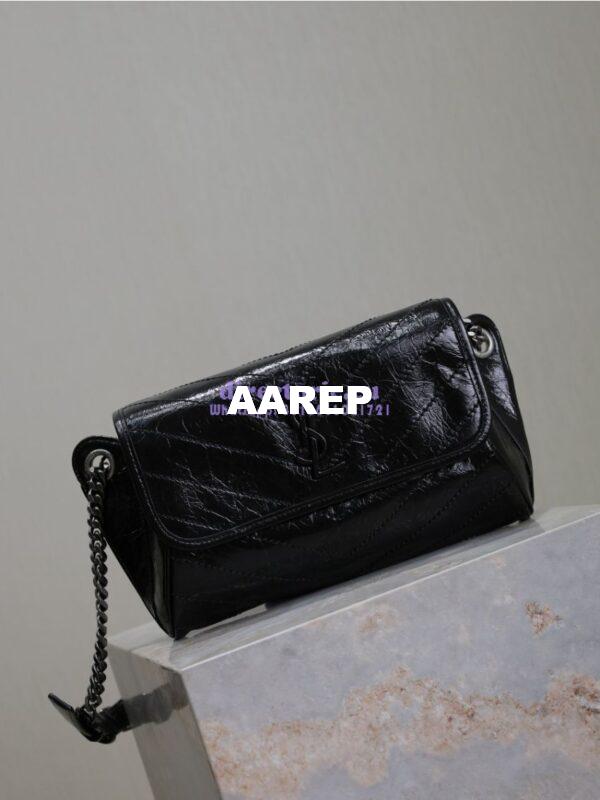 Replica YSL Saint Laurent Niki Body Bag In Crinkled Vintage Leather 577124 5