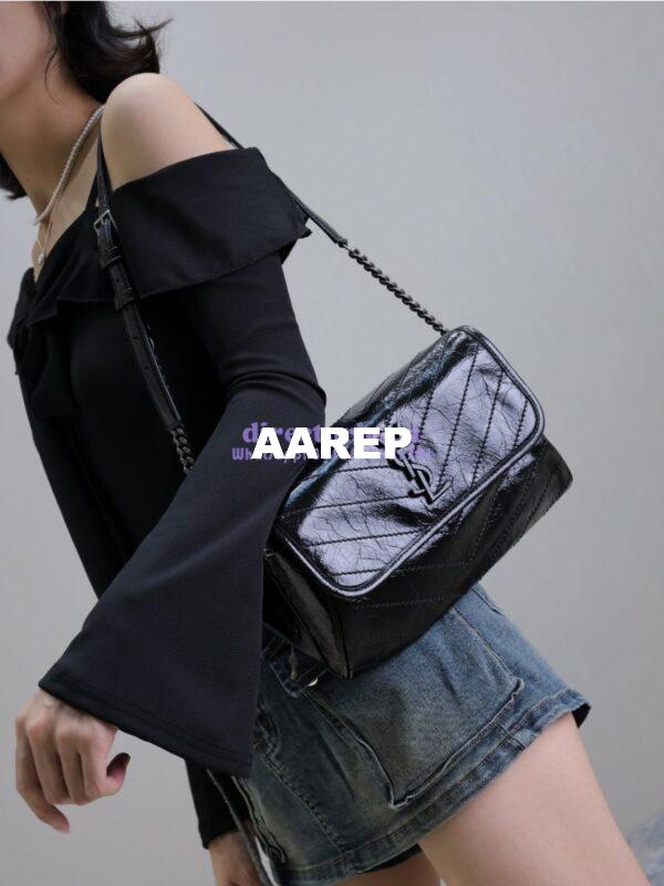 Replica YSL Saint Laurent Niki Body Bag In Crinkled Vintage Leather 577124 19
