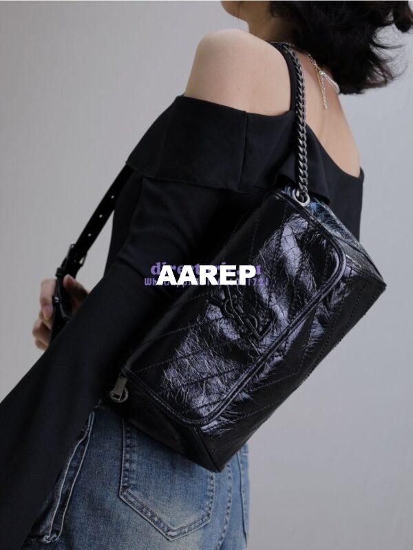 Replica YSL Saint Laurent Niki Body Bag In Crinkled Vintage Leather 577124 20