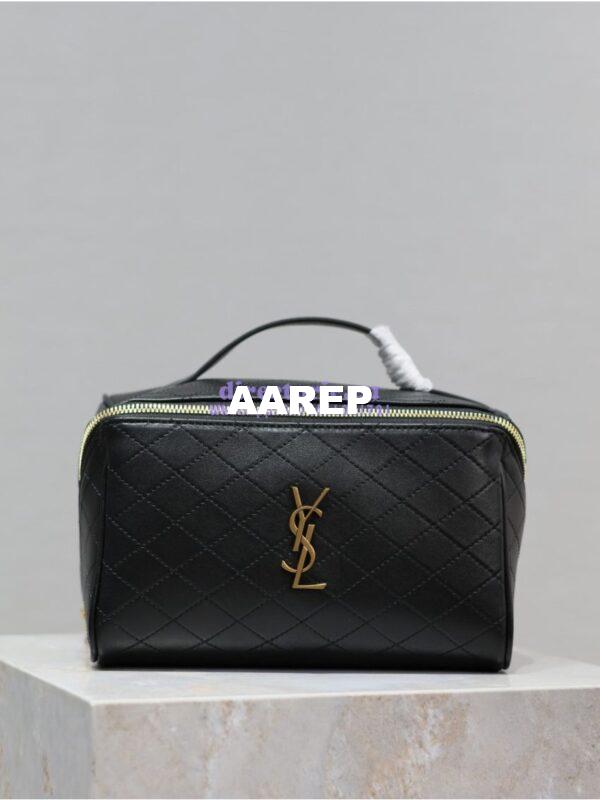 Replica Saint Laurent YSL Gaby Vanity Case In Quilted Lambskin 7531711 Black 3