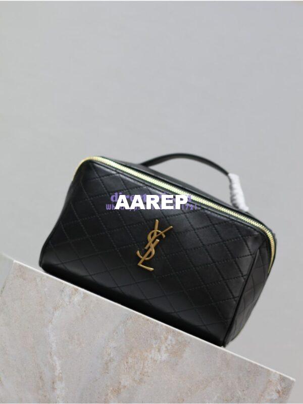 Replica Saint Laurent YSL Gaby Vanity Case In Quilted Lambskin 7531711 Black 4