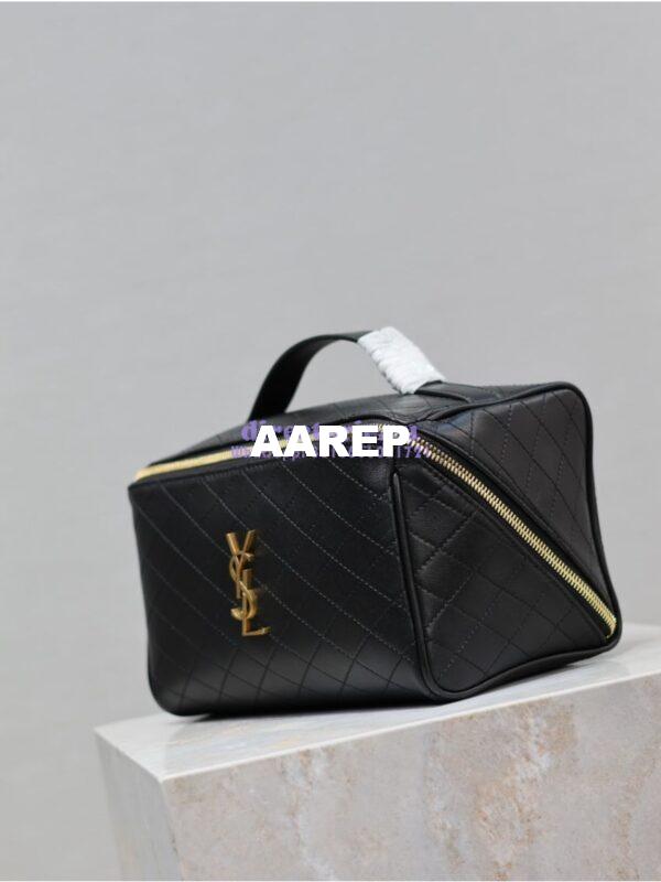Replica Saint Laurent YSL Gaby Vanity Case In Quilted Lambskin 7531711 Black 5