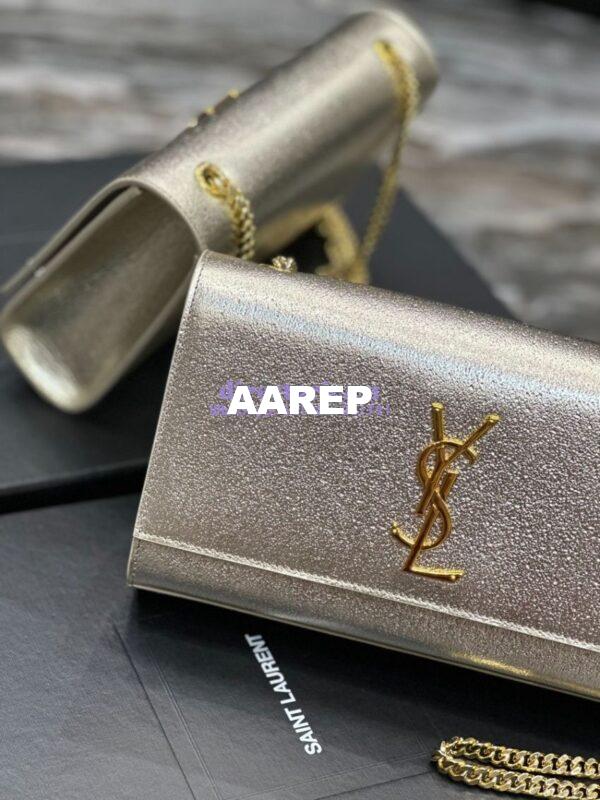 Replica YSL Saint Laurent Medium Kate Chain Bag In Pale Gold Metallic Calfskin 364021 6