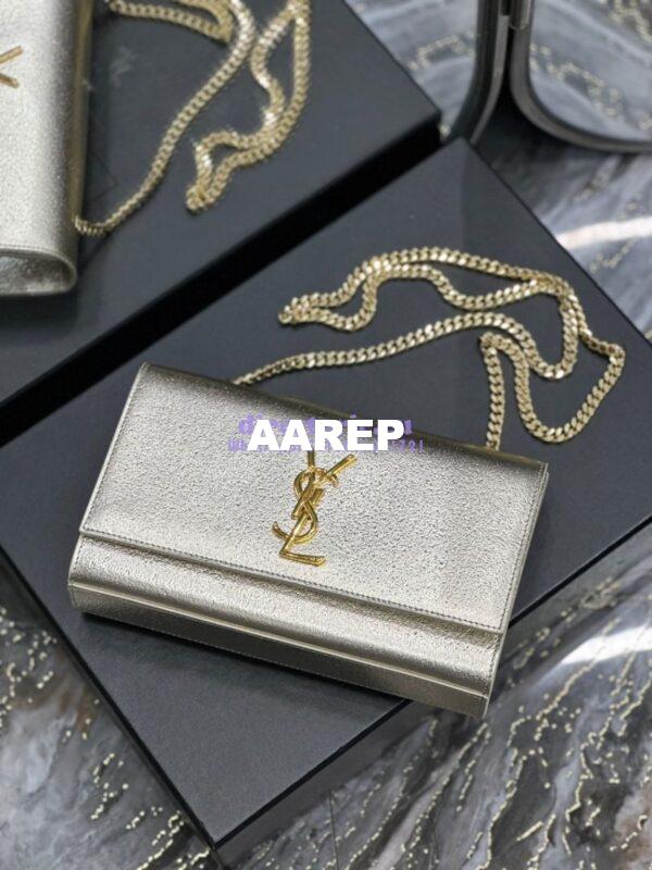 Replica YSL Saint Laurent Medium Kate Chain Bag In Pale Gold Metallic Calfskin 364021 7