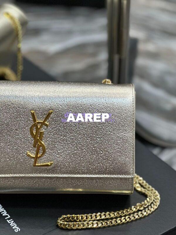 Replica YSL Saint Laurent Medium Kate Chain Bag In Pale Gold Metallic Calfskin 364021 8