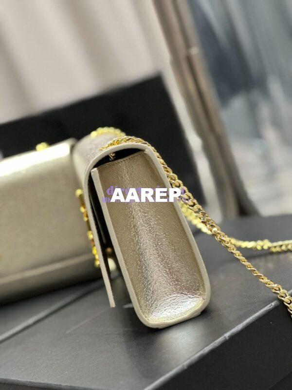 Replica YSL Saint Laurent Medium Kate Chain Bag In Pale Gold Metallic Calfskin 364021 9