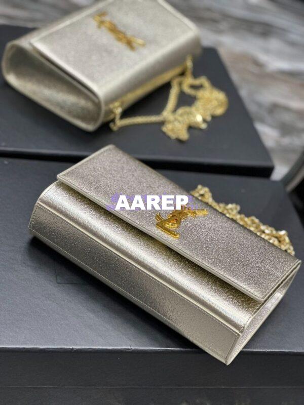 Replica YSL Saint Laurent Medium Kate Chain Bag In Pale Gold Metallic Calfskin 364021 10