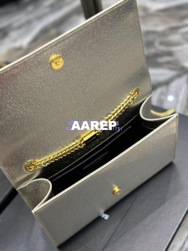 Replica YSL Saint Laurent Medium Kate Chain Bag In Pale Gold Metallic Calfskin 364021 12