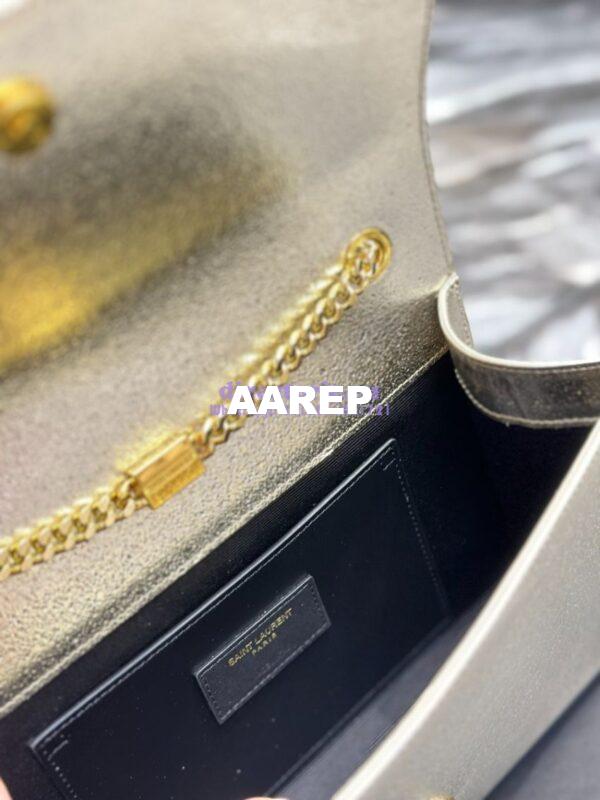 Replica YSL Saint Laurent Medium Kate Chain Bag In Pale Gold Metallic Calfskin 364021 13