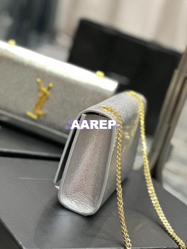 Replica YSL Saint Laurent Medium Kate Chain Bag In Silver Metallic Calfskin 364021 7