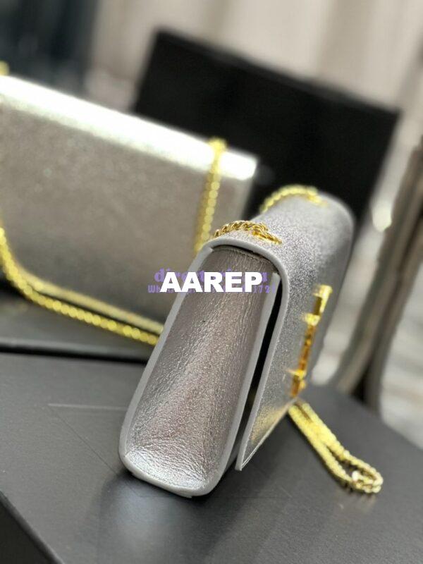 Replica YSL Saint Laurent Medium Kate Chain Bag In Silver Metallic Calfskin 364021 8