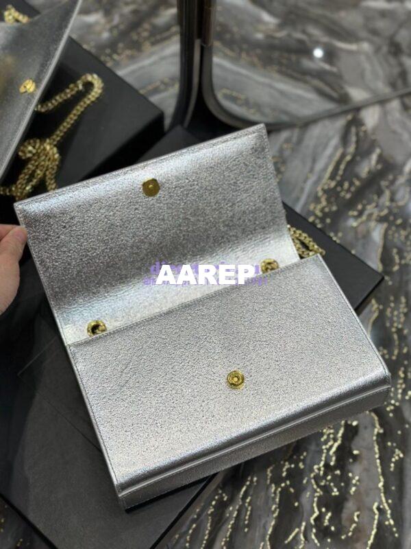Replica YSL Saint Laurent Medium Kate Chain Bag In Silver Metallic Calfskin 364021 9