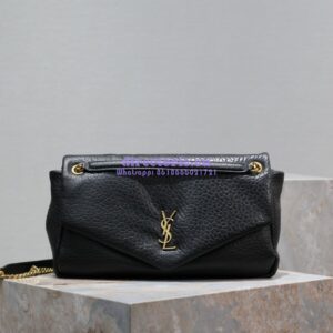 Replica Saint Laurent YSL Large Calypso In Grained Lambskin 777399 black