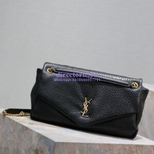 Replica Saint Laurent YSL Large Calypso In Grained Lambskin 777399 black 2