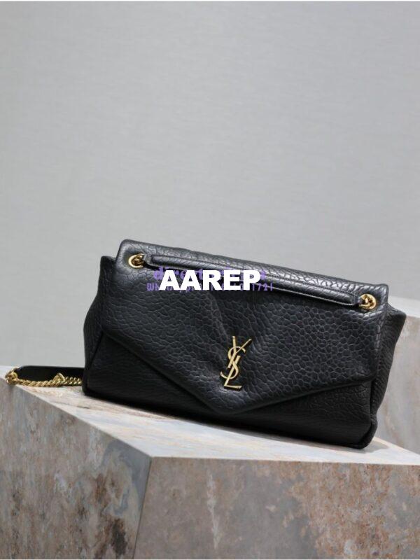 Replica Saint Laurent YSL Large Calypso In Grained Lambskin 777399 black 4