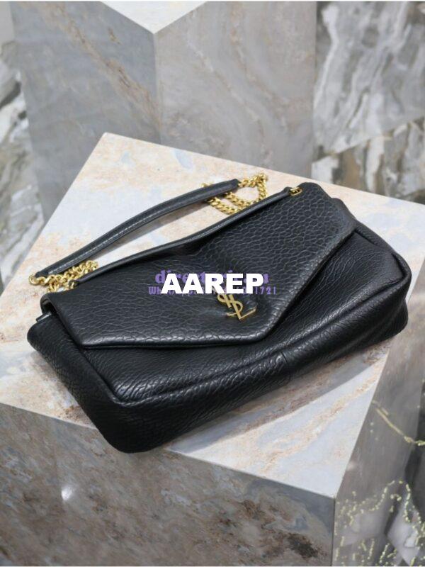 Replica Saint Laurent YSL Large Calypso In Grained Lambskin 777399 black 7