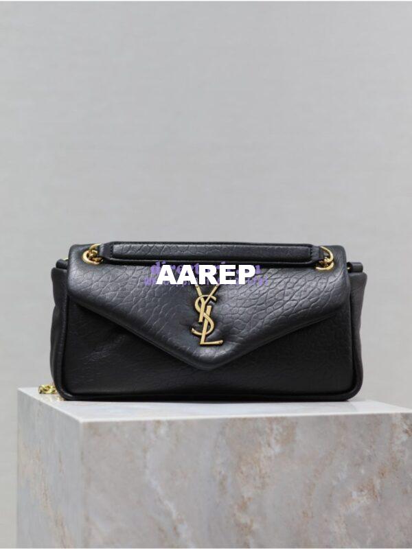 Replica Saint Laurent YSL Calypso In Grained Lambskin 734153 Black