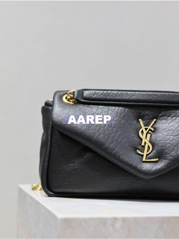 Replica Saint Laurent YSL Calypso In Grained Lambskin 734153 Black 5