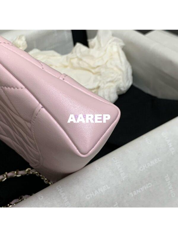 Replica Chanel 24C 31 Mini Shopping Bag Chain Clutch Shiny Lambskin & Gold-Tone Metal AS3656 Light Pink 6