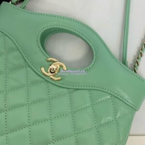 Replica Chanel 31 Mini Shopping Bag Shiny Lambskin & Gold-Tone Metal AS4133 Light Green 2