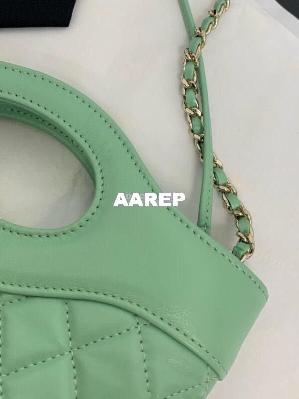 Replica Chanel 31 Mini Shopping Bag Shiny Lambskin & Gold-Tone Metal AS4133 Light Green 5