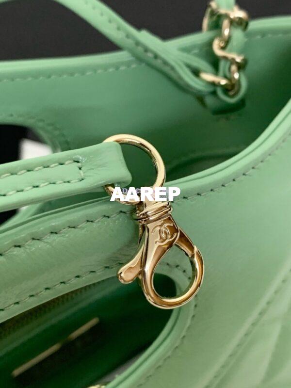 Replica Chanel 31 Mini Shopping Bag Shiny Lambskin & Gold-Tone Metal AS4133 Light Green 6