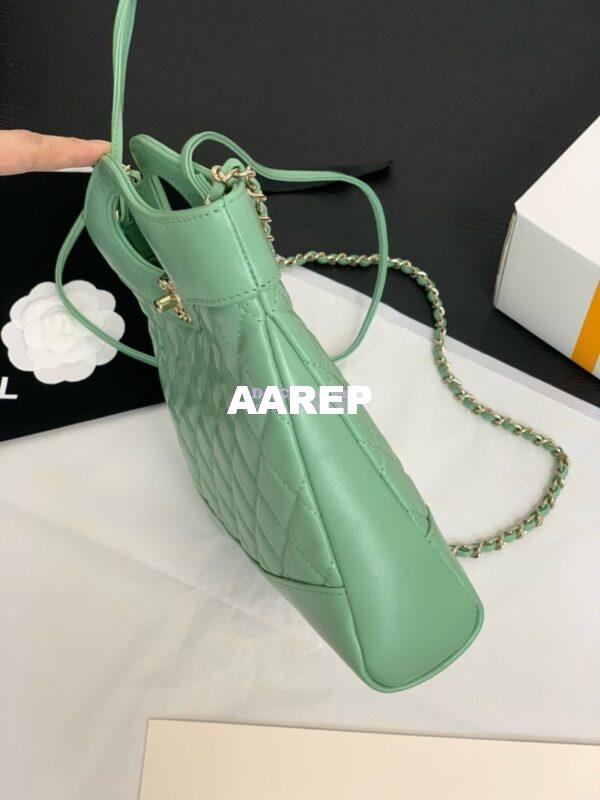 Replica Chanel 31 Mini Shopping Bag Shiny Lambskin & Gold-Tone Metal AS4133 Light Green 7