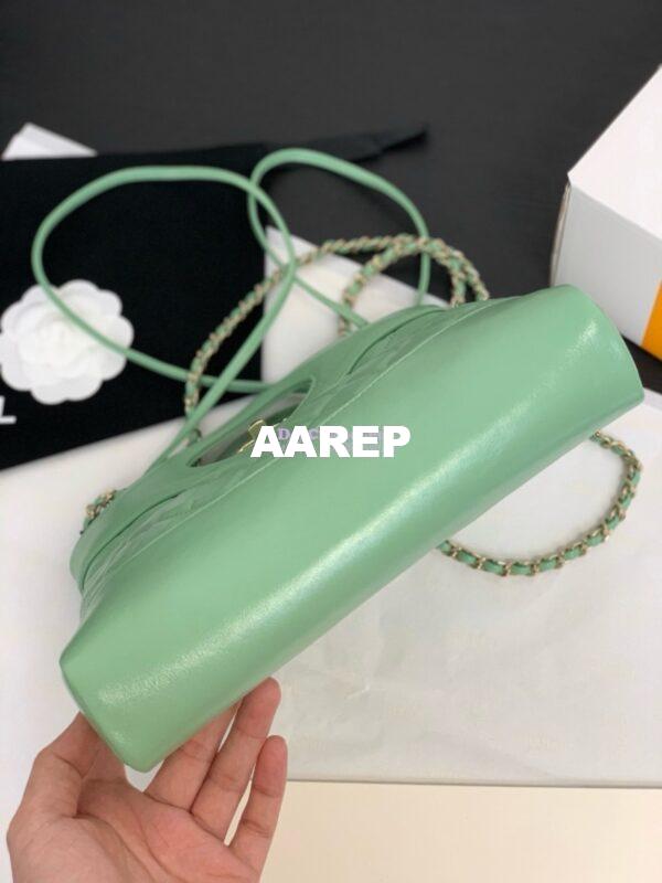 Replica Chanel 31 Mini Shopping Bag Shiny Lambskin & Gold-Tone Metal AS4133 Light Green 8