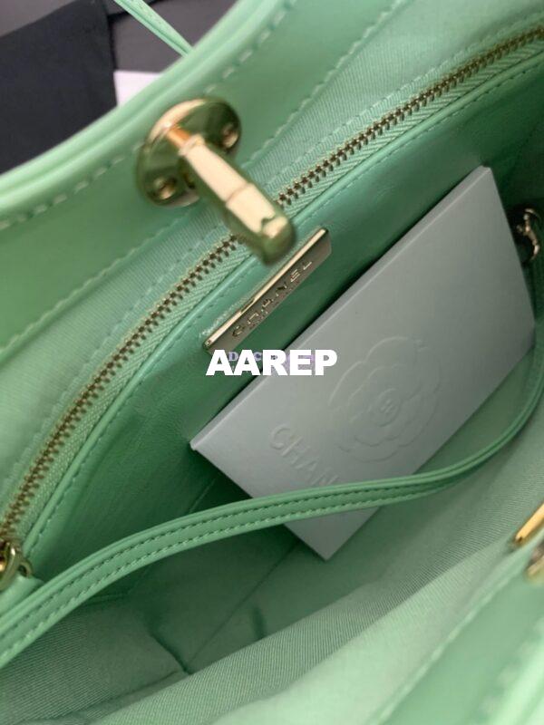 Replica Chanel 31 Mini Shopping Bag Shiny Lambskin & Gold-Tone Metal AS4133 Light Green 9