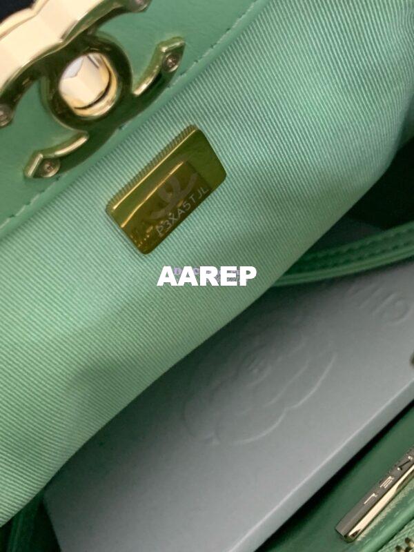 Replica Chanel 31 Mini Shopping Bag Shiny Lambskin & Gold-Tone Metal AS4133 Light Green 10