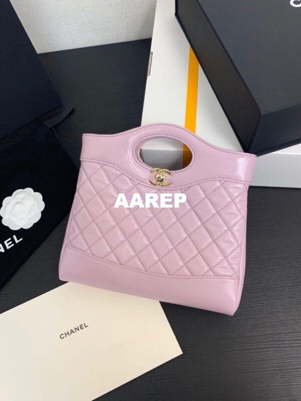 Replica Chanel 31 Mini Shopping Bag Shiny Lambskin & Gold-Tone Metal AS4133 Lilac 2