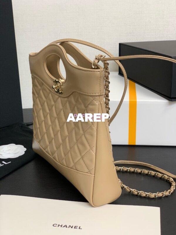 Replica Chanel 31 Mini Shopping Bag Shiny Lambskin & Gold-Tone Metal AS4133 Beige 3