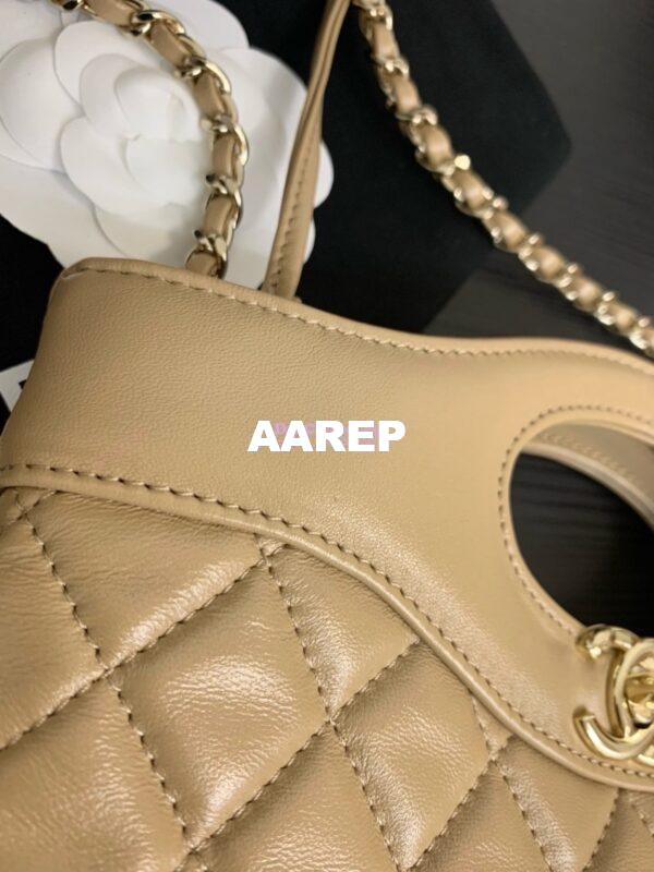 Replica Chanel 31 Mini Shopping Bag Shiny Lambskin & Gold-Tone Metal AS4133 Beige 5