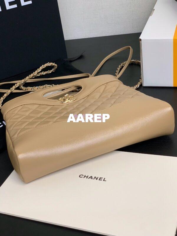 Replica Chanel 31 Mini Shopping Bag Shiny Lambskin & Gold-Tone Metal AS4133 Beige 6