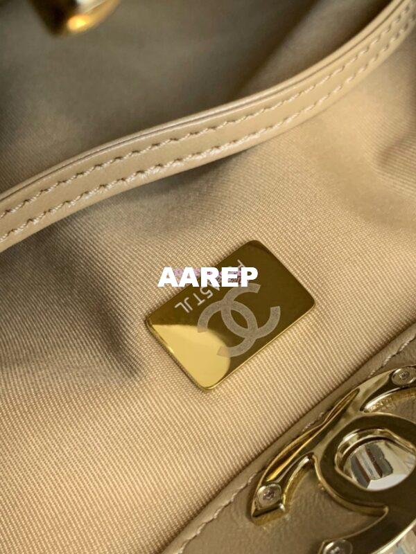 Replica Chanel 31 Mini Shopping Bag Shiny Lambskin & Gold-Tone Metal AS4133 Beige 7