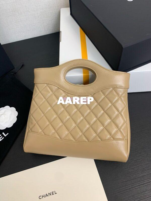 Replica Chanel 31 Mini Shopping Bag Shiny Lambskin & Gold-Tone Metal AS4133 Beige 9