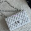 Replica Chanel Medium CF Classic Double Flap Bag Quilted Lambskin Light Gold Hardware White 2