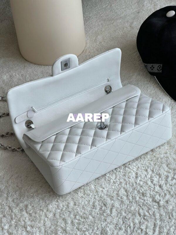 Replica Chanel Medium CF Classic Double Flap Bag Quilted Lambskin White 6