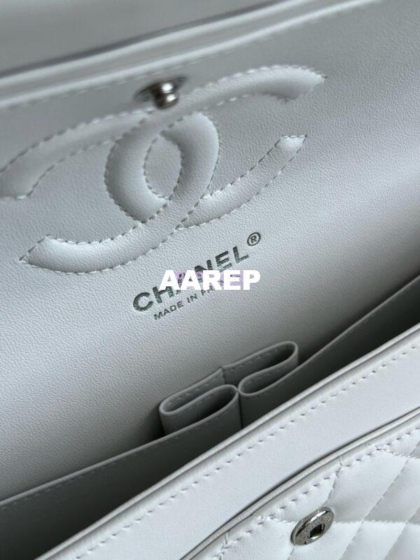 Replica Chanel Medium CF Classic Double Flap Bag Quilted Lambskin White 7