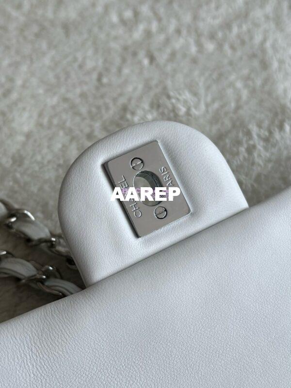 Replica Chanel Medium CF Classic Double Flap Bag Quilted Lambskin White 9