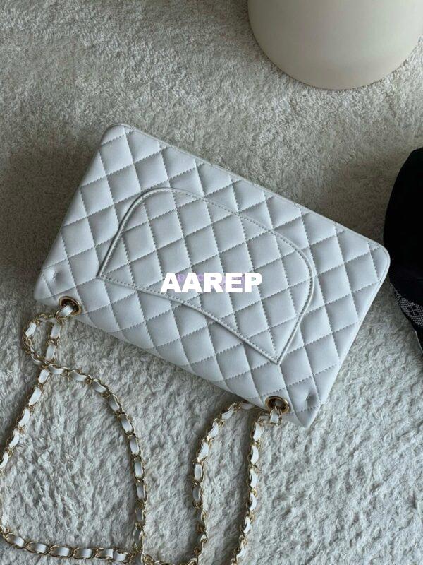 Replica Chanel Medium CF Classic Double Flap Bag Quilted Lambskin White 14
