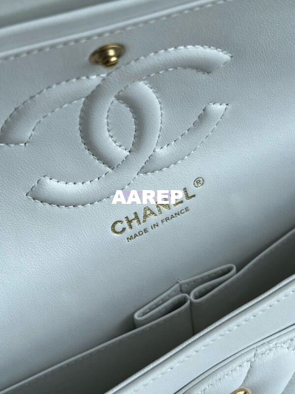 Replica Chanel Medium CF Classic Double Flap Bag Quilted Lambskin White 16