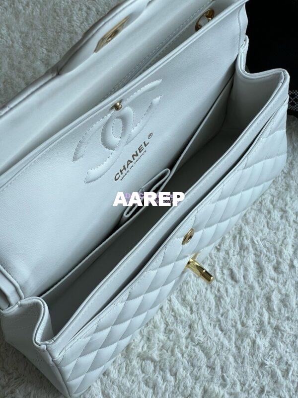 Replica Chanel Medium CF Classic Double Flap Bag Quilted Lambskin White 17