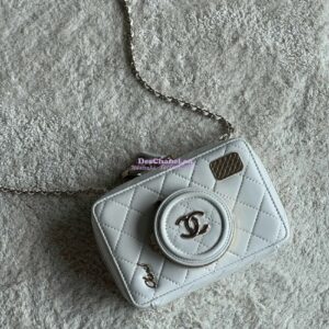 Replica Chanel Limited Edition Camera Bag White Lambskin Light Gold Hardware AS4817