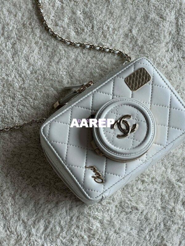 Replica Chanel Limited Edition Camera Bag White Lambskin Light Gold Hardware AS4817 2