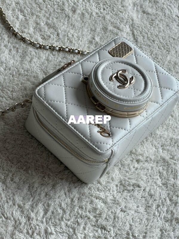 Replica Chanel Limited Edition Camera Bag White Lambskin Light Gold Hardware AS4817 3
