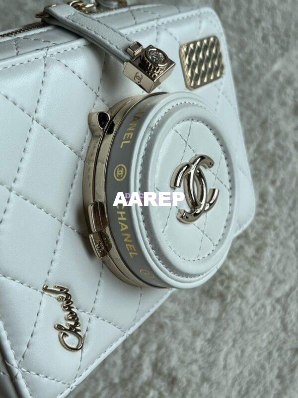 Replica Chanel Limited Edition Camera Bag White Lambskin Light Gold Hardware AS4817 9